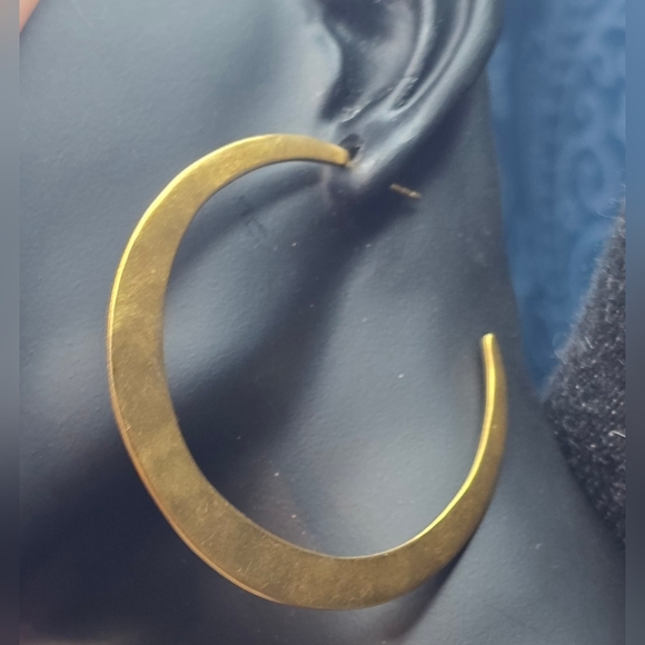 RARE-RLM Studio Hammered Brass Moon Pendant 18" Necklace & Matching Earrings Set - Picture 4 of 16